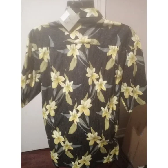 New Cutter Buck Shirt Mens Large L Short Sleeve Button Front Floral Multicolor - Picture 8 of 15